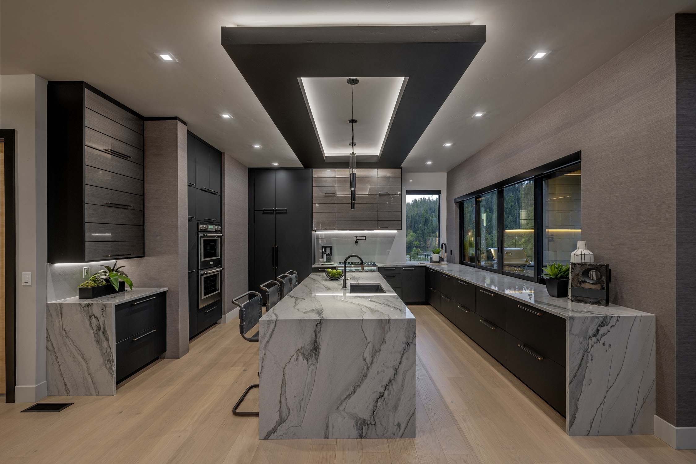 custom luxury kitchen with marble counters
