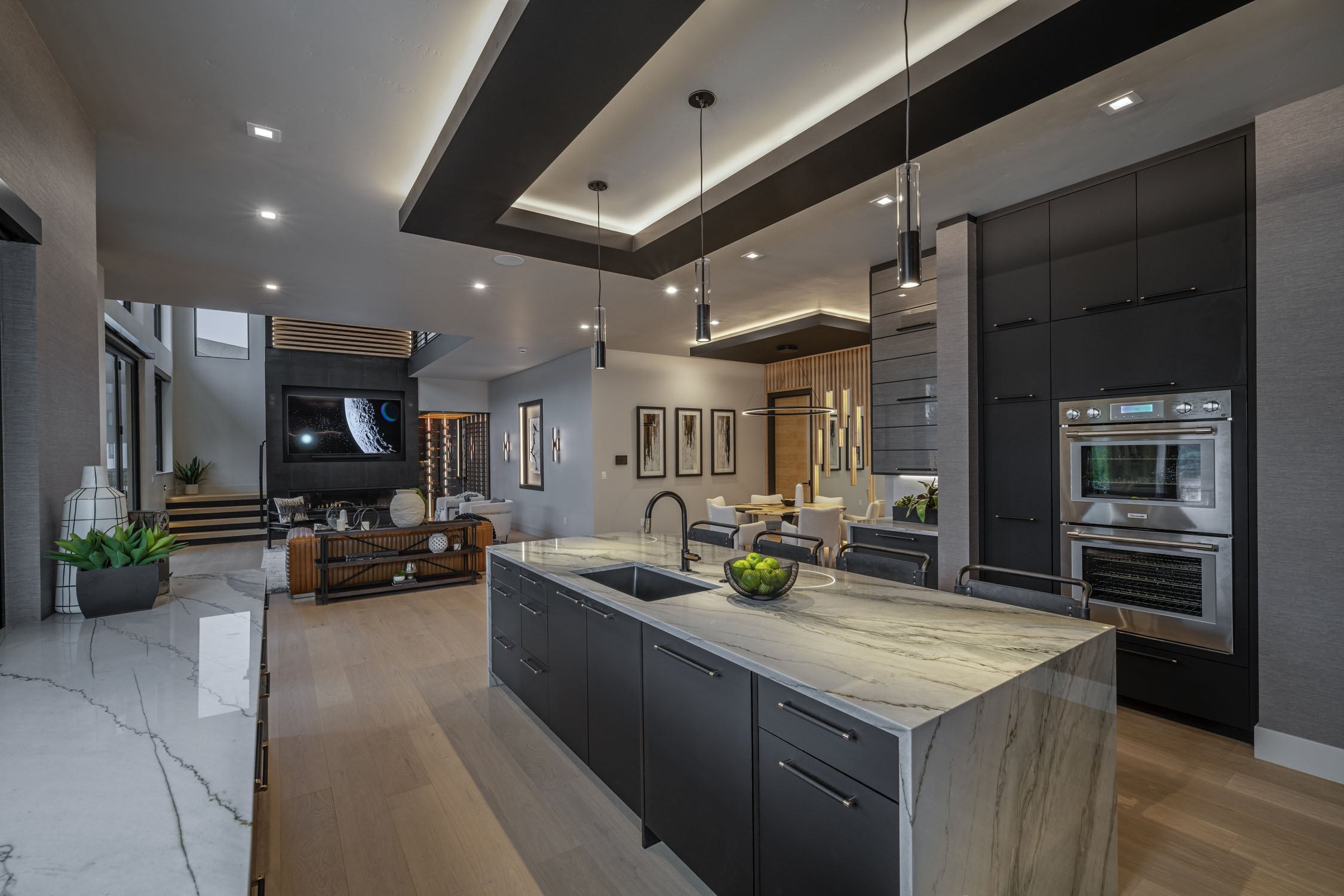 custom luxury kitchen with marble counters