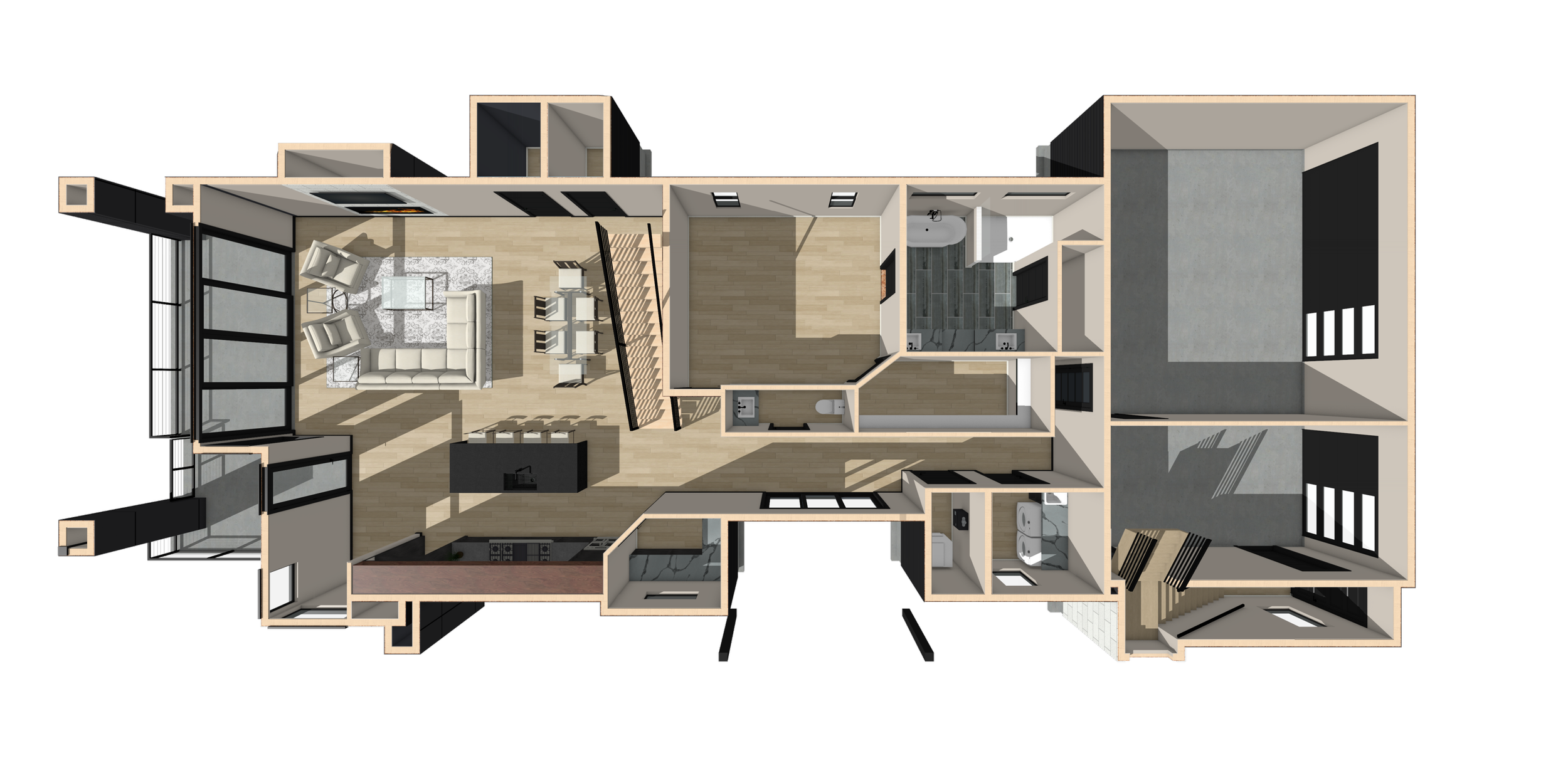 3D first floor rendering of The Coeur d'Alene #3