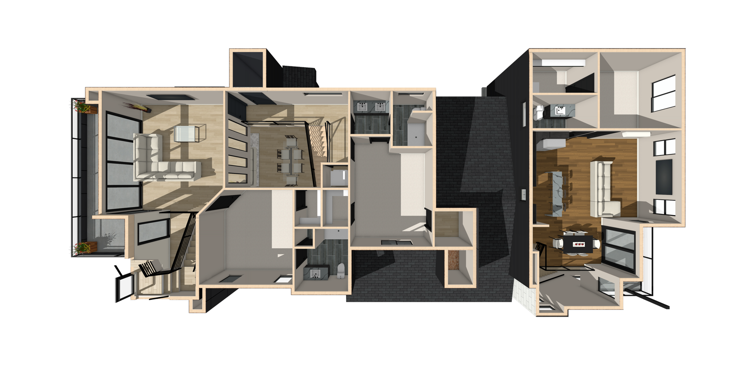 3D second floor rendering of The Coeur d'Alene #3