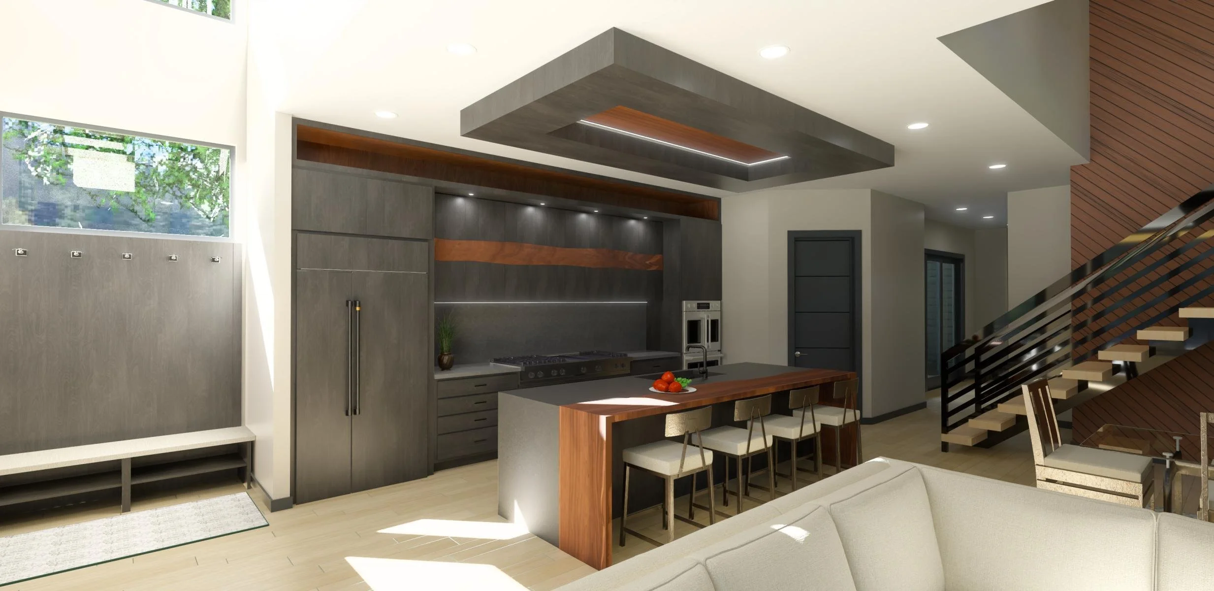 kitchen and open space rendering of The Coeur d'Alene #3
